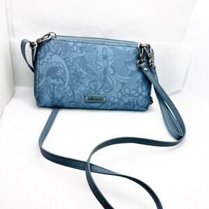 Sakroots Light Blue Floral Crossbody Wristlet Purse, Bag